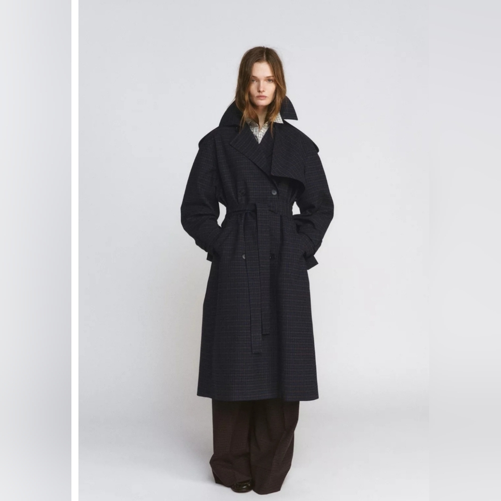NWT Zara Plaid Trenchcoat ZW Collection Medium